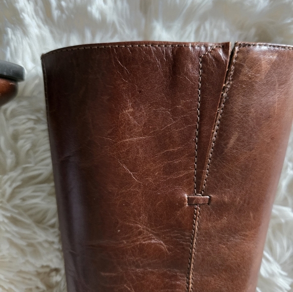 Rich Brown Leather Mid-High Square Heeled Boots  size 5M - Picture 5 of 10